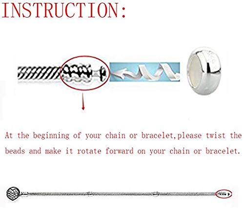 LAMOONY Clip Stopper Charms Sterling Silver Rondelle Spacer Bead for Bracelets (Silver) - Image 5